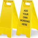 2 Pack 24" Height Blank Floor Sign Yellow A-frame Foldable Caution Sign Stick/Write-on Double Sided Safety Warning for Pool Restaurant Restroom Office