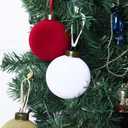 12 Pcs Velvet Christmas Balls Bulk Shatterproof Plastic Christmas Tree Decorations for Decorative Hanging Baubles (12, WhiteWine redKhaki, 3.94Inch)