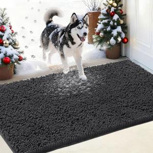 IM HOME Chenille Absorbent Outdoor Doormat 72" x 48", Washable Muddy Door Mats for Dog Non Slip Indoor Doormats Dog Mat for Muddy Paw Front Inside Doormats for Entryway Dark Gray