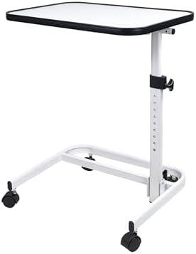 UNLICON Medical Rolling Bedside Table with Wheels, Over Bed Table with Storage, Serving Tray, Laptop Computer Desk for Elderly, Hospital Patient, Home Care, White