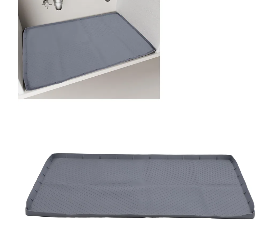 Silicone Water proof Under Sink Mat, Undersink Protectors Cabinet Liner for Kitchen and Bathroom, Shelf and Counter Protector,Mat, Grey 22×19"