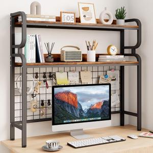 BYMECOST 38.6" Desktop Hutch Bookshelf,2-Tier Desk Shelf with Back Panel