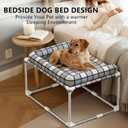 Bedside Cosleeper Dog Cat Bed - Height Elevated Dog Bed with Bloster Extension Attached to Human Bed Dog Cat Window Perch Bedside Lounge Elevated Dog Bed with Pillow (34 x 26 x 20 Inch)