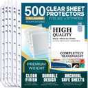 Sheet Protectors for 3 Ring Binder, 500 Pack Premium Clear Page Protector 8.5 x 11 inch, Plastic Sleeves for Binders, Heavy Duty Paper Sheets Document Sleeve Letter Size, Photo, Office, Home