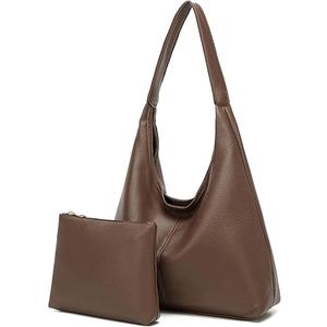 Casual Hobo Bag for Women Soft Shoulder Bags Slouchy Pu Leather Tote Purses for Work Travel, Coffee