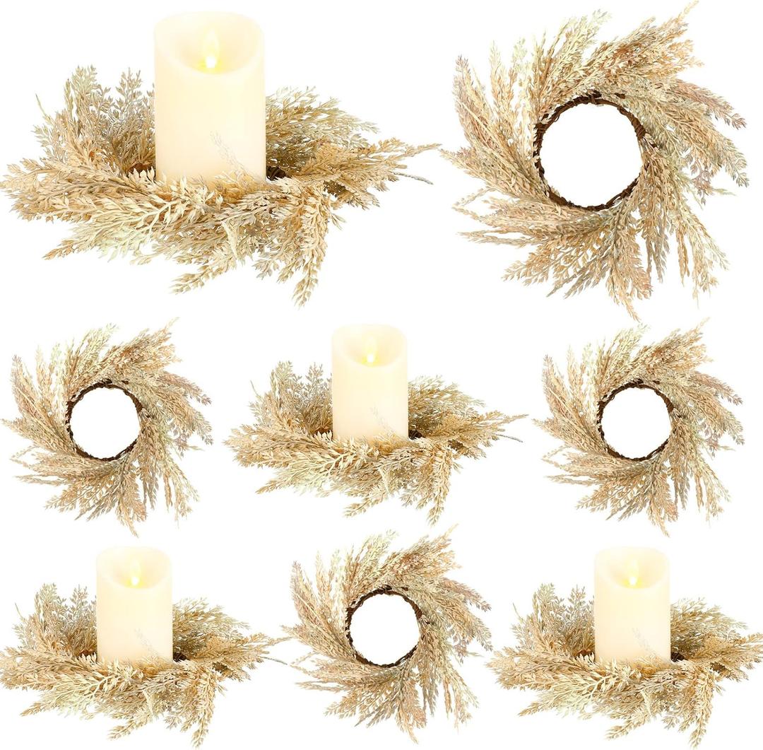 Hanaive 8 Pcs Boho Candle Wreaths Small Pampas Candle Wreath 3.9 in Wedding Faux Pampas Door Wreath Candleholders Fall Decoration for Wedding Home Farmhouse Tabletop Decor Hanaive 8 Pcs Boho Candle Wreaths Small Pampas Candle Wreath 3.9 in Wedding Faux Pampas Door Wreath Candleholders Fall Decoration for Wedding Home Farmhouse Tabletop Decor