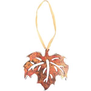 Handmade Coconut Shell Maple Leaf Hanging Ornament, Natural Fall Decor, Autumn Tree Decoration (Red)