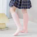 Marchare Girls Knee High Socks Kids Boys School Uniform 5-7 Years Seamless Cotton Athletic Socks Stockings Ivory/Pink/LGrey/DNavy/Blue/Yellow 6 Pack
