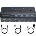 USB C KVM Switch 3 Monitors 2 Laptops 4K 1080P@60Hz,USB-C Docking Station Triple Monitor KVM Switches with 4 USB 3.2 Ports,10Gbps 80W PD Charging,For Windows and Mac OS,Driver Installation is Required