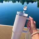 Cute Christmas Straw Covers 6 Pcs - Santa Claus, Elk, Snowman Designs - Reusable Silicone Straw Lids Protectors - Holiday Party Cup Decorations