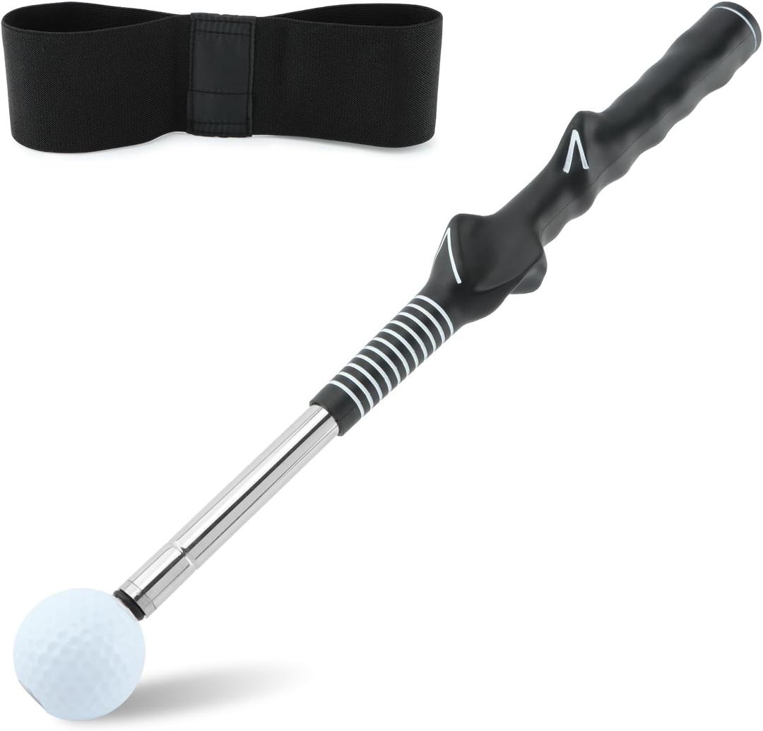 NINEFOX Golf Swing Pro Trainer: Portable Retractable Stick with Click Feedback for Enhanced Grip, Tempo & Consistency
