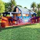 Wild West Party Banner 118x20 Inch Western Town Backdrop with Cartoon Cowboy Street Design for Country Theme Party Ranch Birthday Bar Saloon Decor Western Garden Fence Banner