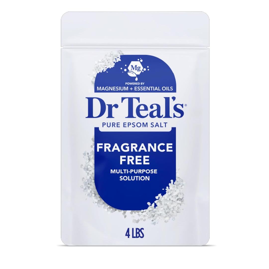 Dr Teal's Epsom Salt Magnesium Soak, Fragrance Free, 4 lbs (64 Ounce (Pack of 1))