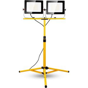 20000 Lumen Work Lights with Stand, 200W Dual Head LED Work Light, Waterproof Lamp with Individual Switch, Adjustable Metal Telescoping Tripod