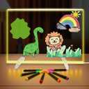 LED Note Board with Colors, 13.8"X10" 4 Modes & 7 Colors Led Acrylic Message Board with Light, Led Drawing Board with Stand, Hanging Chain, 7 Markers, Spray Bottle