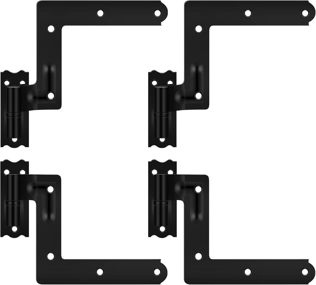 Moxweyeni 4 Pack (2 Pair) Steel Blind Shutter Hinge 1-1/16" Black Wrought Iron Shutter Lift Off Pintle Reversible Hinges for Heavy Duty Wood Frame, Brick, Doors, Window(Black)