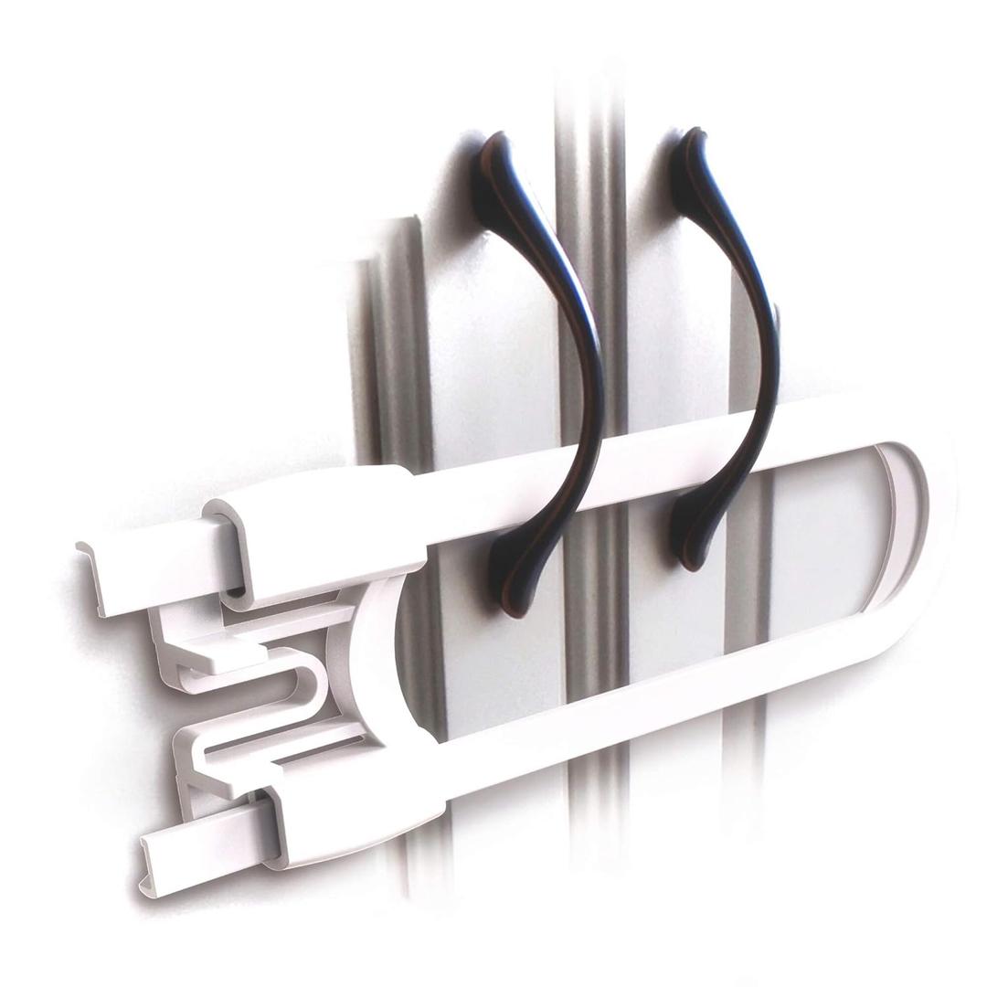 Sliding Cabinet Locks (4-Pack) 8 inch, Multi-Purpose Child Safety Lock by Skyla Homes - No Tools or Drilling Required, Best for Baby Proofing, Strong ABS Free Plastic Knob Cover