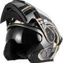 Spark Adult Flip-Up Motorcycle Helmets - DOT Certified Full Face Helmet with Dual Visor & Quick-Release Buckle, Lightweight ABS for Commuting and Touring (Black White, Large)