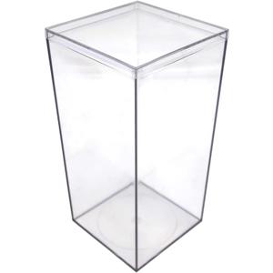 Set of 4 Acrylic Boxes with Lids, 4" Lx4 Wx8 H, Made in USA, Display Cases for Collectibles, Clear Containers for Organization and Storage