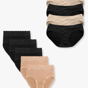 Postpartum Panty Underwear & Under the Bump Bikini Panty Underwear Bundle, 10 Pairs (Neutrals, Small)