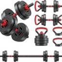 Fitvids Multi-Functional Changeable Dumbbell and Barbell Kettlebell Set with Adjustable Weights, 40LBS, 4 in 1