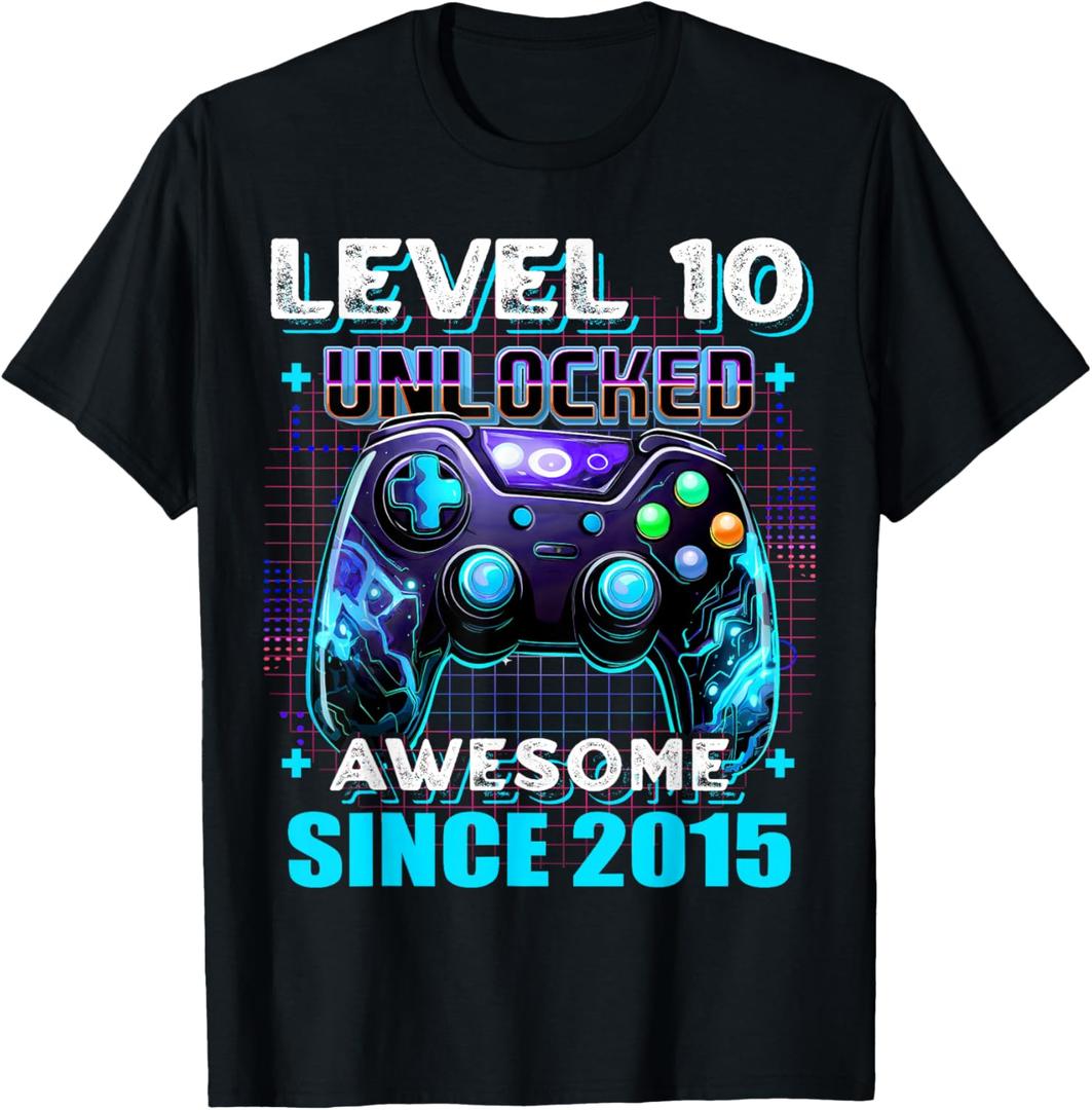 10th Birthday Boy Level 10 Gamer 10 Year Video Game Party T-Shirt, S