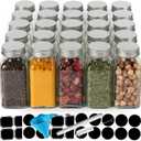 Keketin 6 oz Glass Spice Jars Bottles,25 Pack Empty Spice Jars with Shaker Lids and Labels,180ml Square Spice Containers with Airtight Silver Caps(Chalk Marker,Funnel and Brush include) (6oz-25pack)