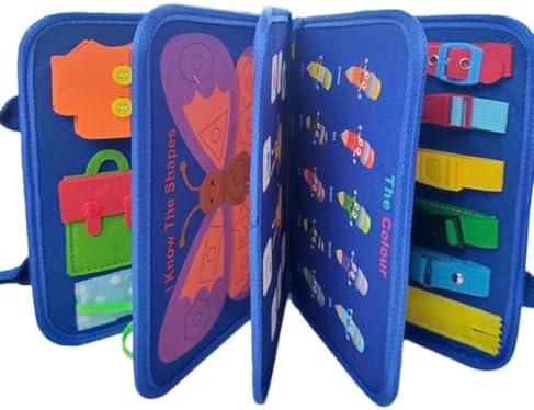 Toddler Busy Board Montessori Toys for 1 2 3 4 Year Old, Sensory Board Educational Activities for Learning Fine Motor Skills, Gifts for Girls Boys, Travel Toys for Airplane Car