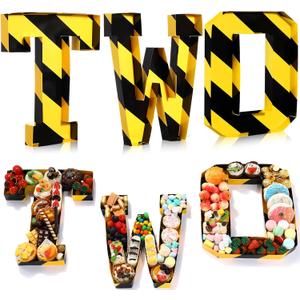 13.7''H Charcuterie Letters Fillable Construction Decoration TWO Fillable Cardboard Letters Box for Paper Mache Candy Container for Construction Birthday Cake Box