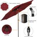 Blissun 9' Outdoor Patio Umbrella, Outdoor Table Umbrella, Yard Umbrella, Market Umbrella with 8 Sturdy Ribs, Push Button Tilt and Crank