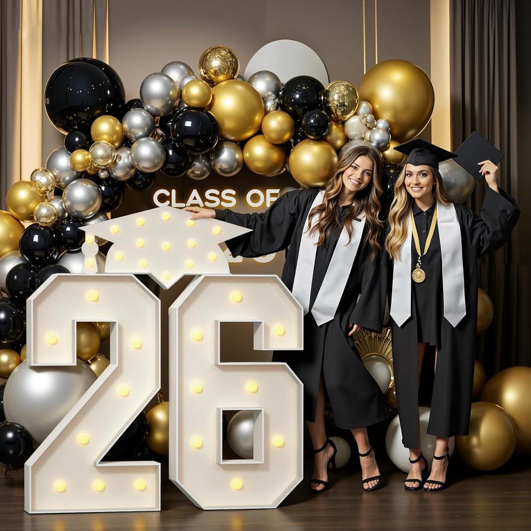3FT Graduation Numbers 2026, 26 Numbers for Graduation Party Decorations with Yellow Lights