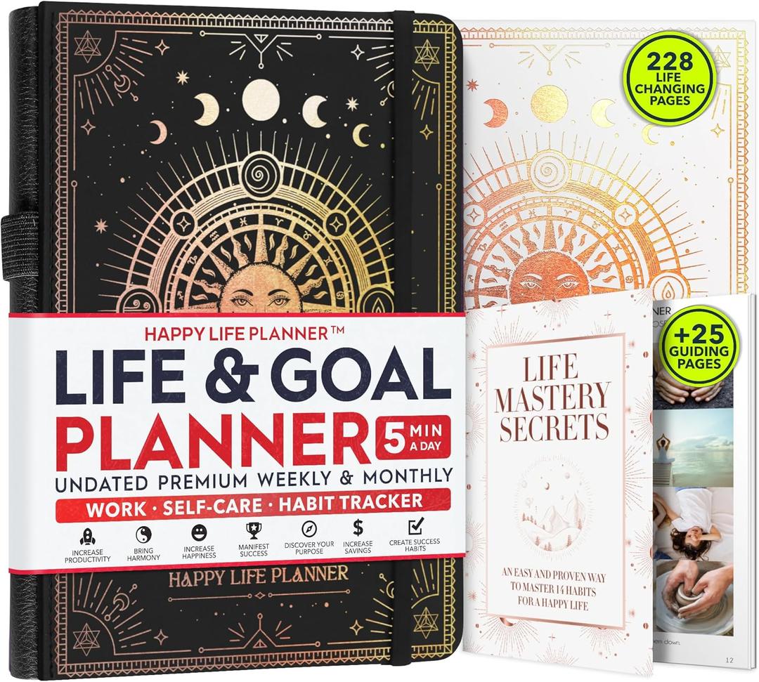 Life Mastery Planner - A 12 Month Journey to Crush Your Goals, Increase Productivity, Passion, Success & Happiness - Weekly & Monthly Life Planner, Habit-Tracker, Gratitude Journal & Organizer (Sunshine)