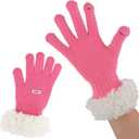Women's Winter Gloves Touchscreen, Thermal Warm Knit Gloves for Cold Weather, Fur Windproof Cuff