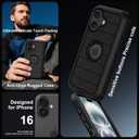for iPhone 16 Case with Screen Protector,Heavy Duty 3-Layer Military Grade Drop Protection Cases,Full Body Shock-Absorbing Dust Proof Rugged Bumper Phone Cover for Apple 16 6.1" (Black)