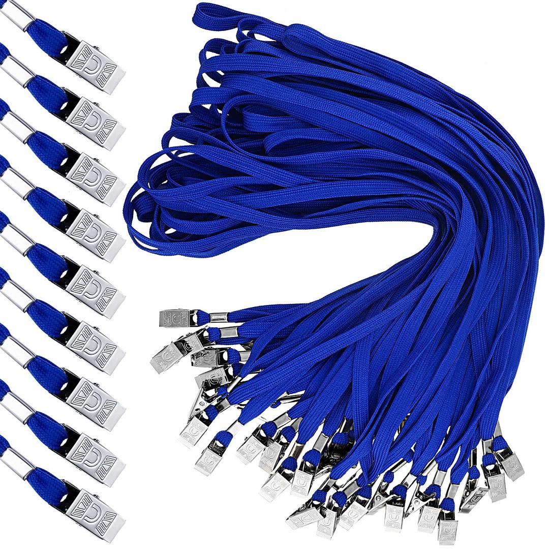 Hoolerry 300 Pcs Lanyards Clips Bulk for ID Name Badge Holder Lanyards Flat with Swivel Hook for Office School(Blue)