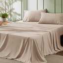 Bedsure King Size Sheets Set - 4 Pieces Soft King Sheets - Breathable & Cooling - Hotel Luxury - Easy Care Polyester Microfiber Bedding for Women, Men, Light Khaki