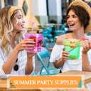Funnymoom 24 Pack Plastic Rum Buckets for Drinks with Straws Ice Cream Cocktail Bucket with Lids and Handles Reusable Food Containers Cup (25 oz,Orange,Pink,Green,Purple,Blue,Yellow)