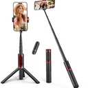 ATUMTEK Selfie Stick Tripod, Extendable 3 in 1 Aluminum Bluetooth Selfie Stick with Wireless Remote and Tripod Stand for iPhone 16/15/14/13/12/11 Pro Max/XS Max/XS/XR/X/8/7, Samsung Smartphones Red