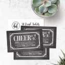 Hadley Designs 50 Rustic Chalk Drink Coupons for a Free at Weddings, Work Events or Party Bar, One Free Beer Wine Alcohol Soft Drink or Food Vouchers, Cheers Large Drinking Paper Raffle Cards