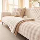 Velvet Couch Cover, Faux Fur Sofa Covers, Non-Slip Plush Couch Cover Furniture Protector (White,36"x63"/Loveseat Sofa Cover)