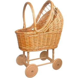 Handwoven Wicker Carriage Flower Basket, Rattan Stroller Shaped Planter for Shower Centerpiece, Vintage Wedding Floral Decor, Photography Props, Rustic Home Dcor