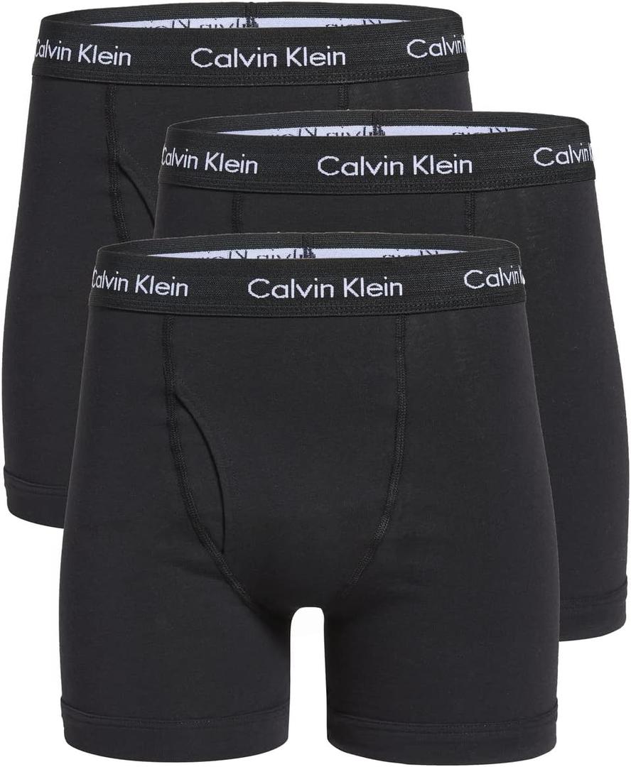 Calvin Klein Men's Cotton Stretch 3-Pack Boxer Brief (Black, L)