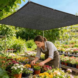 Shade-Cloth 85-90% for Garden Greenhouse Plants 12x18 FT, Black Sun-Block Shade Cover Mesh Tarp with Grommets Sun Shade Canopy for Outdoor Pergola Patio Flower Lawn Kennel Chicken Coop
