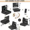 Wood Phone Docking Station with USB Ports and Outlets, Nightstand Organizer with Charging Station, Bedside Organizer with Drawer for Watch & Accessories, Christmas Anniversary Birthday Gifts for Men