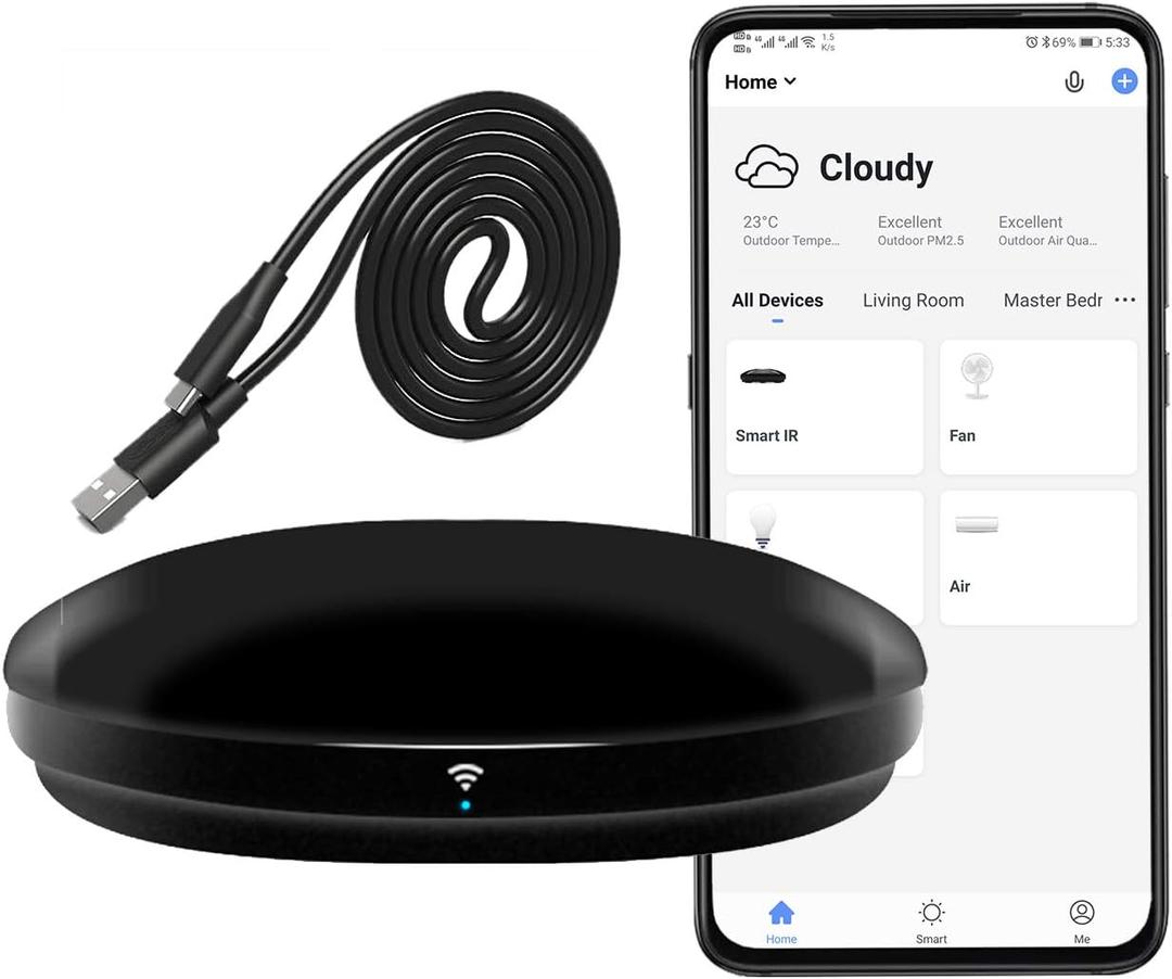 Smart IR Remote Control,All in One IR Blaster Control, Universal WiFi Infrared Remote Control for TV DVD Air Conditioner STB etc., Compatible with Alexa, Google Assistant (R4+sensor Cable)