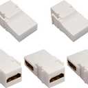 90 Degree HDMI Keystone Adapter Gold Plated Right Angle HDMI Female to Female Keystone Jack Insert 3D 4K 60HZ Coupler Adapter for Wall Plate (White/5 Pack)