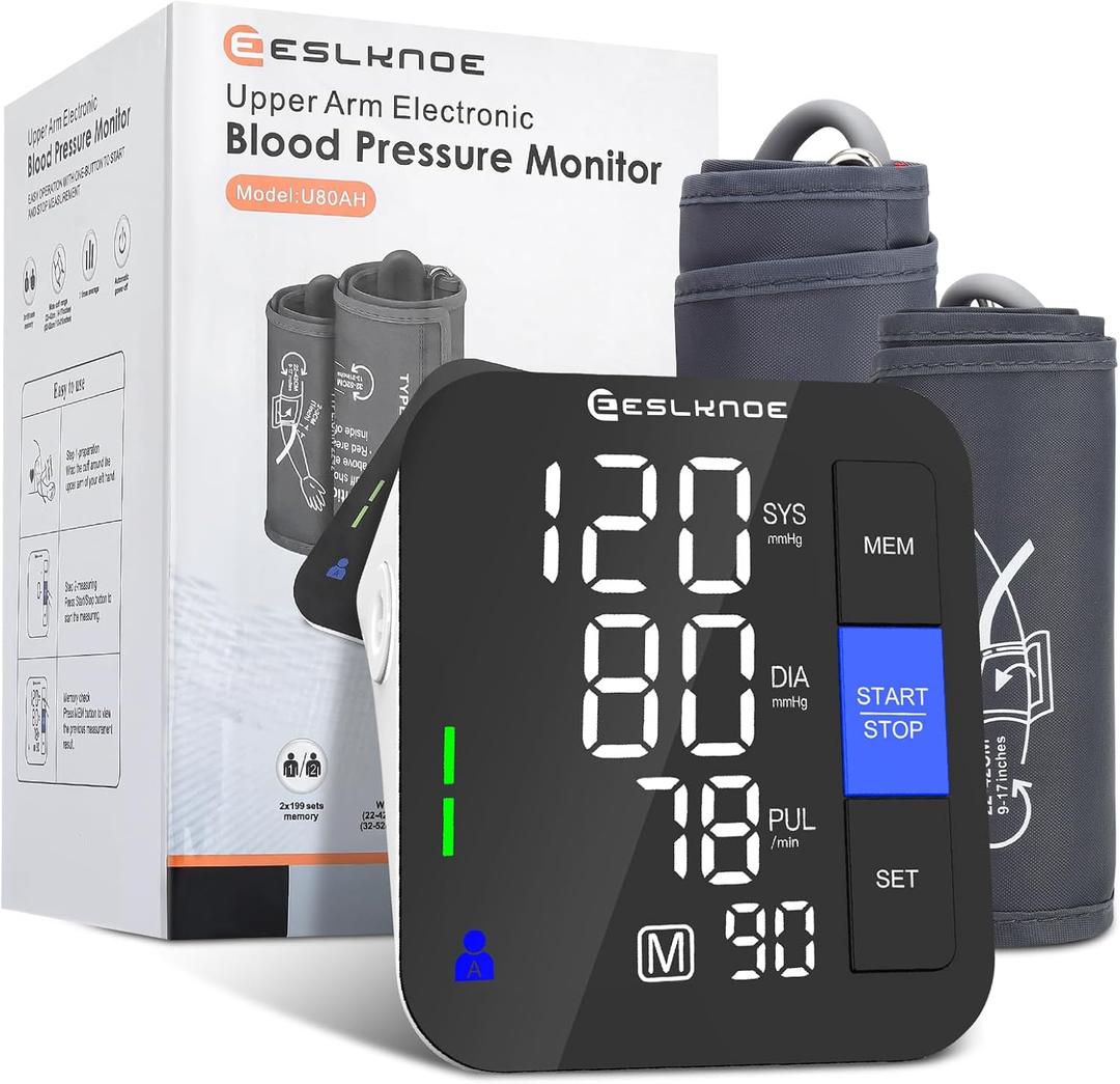 Blood Pressure Monitors for Home Use, 8-17'' & 12-21'' XL Cuff Blood Pressure Monitor, Upper Arm Blood Pressure Machine with 2x199 Sets & 6'' Large Backlit LED Display (2 Cuffs)