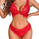 Avidlove Womens Lingerie Floral Lace Bra and Panty Set 2 Piece Lingerie Set for Women S