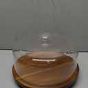 Yangbaga 11IN Wood Cake Stand with Dome Lid, Rotating Cake Stand with Glass Dome- Cake Plate with Cover for Baking Gifts/Birthday Kitchen/Party/Weddings