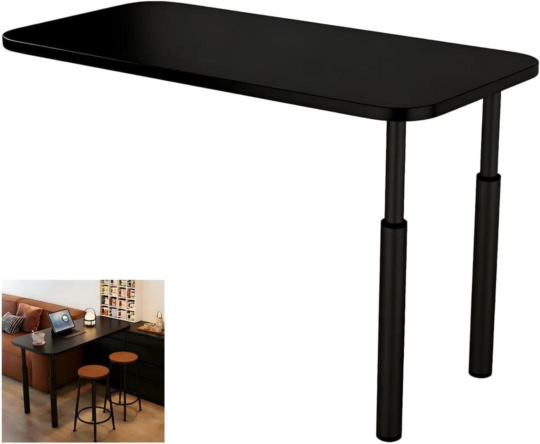 CycleCrew Large L-Shaped Desk Extension, 47.2" L Freestanding Desk Extender with Adjustable Height, Full-Size Tabletop Extension for Existing Desk, Space Saving Workstation Expansion for Home Office, 47.2" L x 23.6" W x 35.4" H